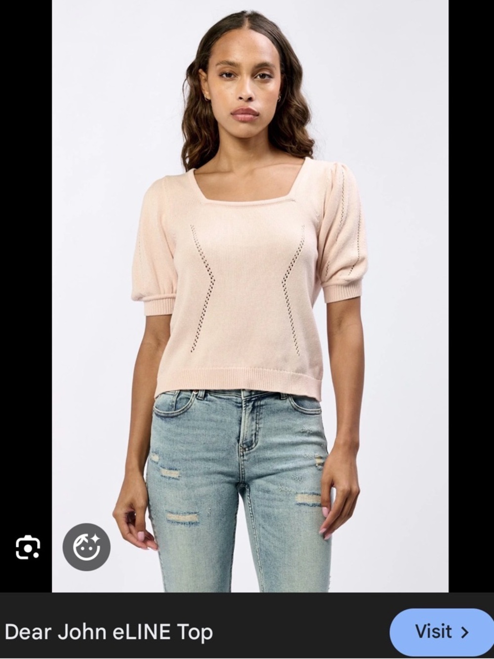 Dear John Peach Scoop Neck Short Sleeve Sweater